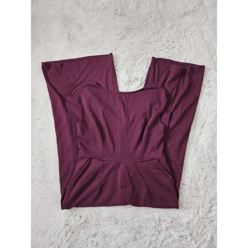 Old Navy Women's Burgundy Cap Sleeve Wide Leg Jumpsuit Size L Pockets